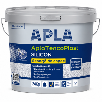 Tencuiala AplaTencoPlast cu silicon  scoarta de copac TDS  2mm Pastel alba 24kg